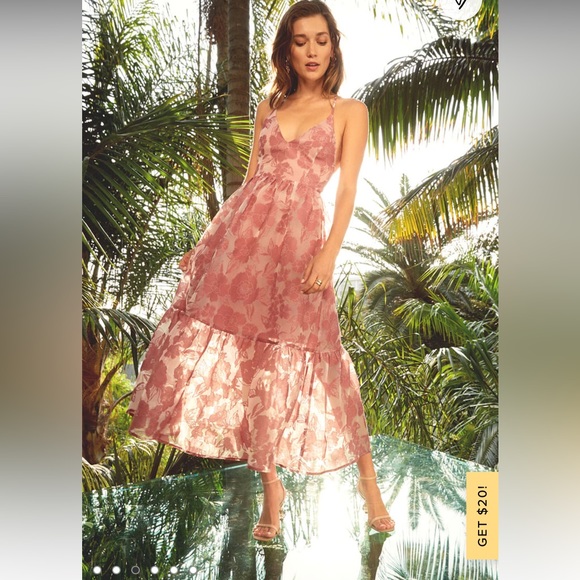 Lulu’s Rose Jacquard Lace Up Dress. Size Medium - Picture 4 of 4